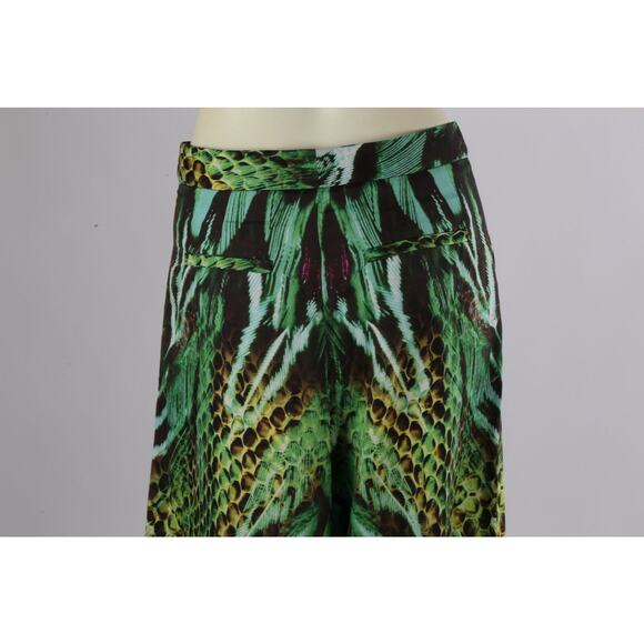 SAI SANKOH Green Tropical Print Wide Leg Trousers Pants Size S - Picture 8 of 11